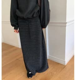 Korean Style Simple Fashion Drawstring Elastic Texture Striped Slim Mid-Length Half Skirt for Women Autumn Winter Skirts