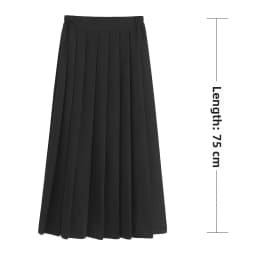 Black Midi Pleated Skirt Student Uniform Style JK Skirt Elastic Waist Polyester Fiber Casual Wear Summer Season