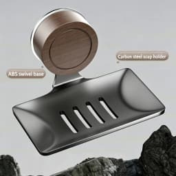 Suction Cup Soap Dish with Drain Holes, Wall-Mounted Metal Soap Tray for Bathroom and Kitchen, Rust-Proof, Easy to Install