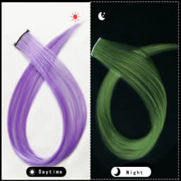 20 Inch Glow in the Dark Hair Extensions Clip Luminous Colored Hairpieces Party Rainbow Hair Clips Synthetic Straight Wig
