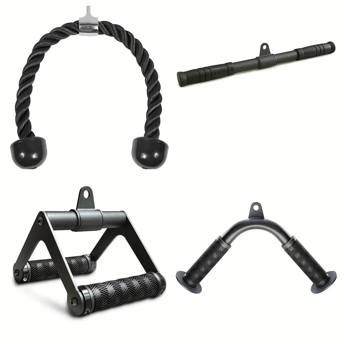Cable Machine Attachment, Row Double D Handles, Tricep Rope, Straight Tricep Bar, V Bar, LAT Pulldown Gym Accessories