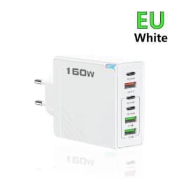 Black 160W 6 Port Fast Wall Charger UK Plug 3PD 3USB QC3.0 Multi Port Travel Charge For iphone samsung Tablet Laptop Smartphones