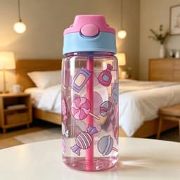 Kids Water Sippy Cup Kids 480ml Water Bottle with Straw and Handle Portable Drinking Bottle Cup Children