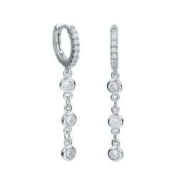 925 Sterling Silver Ear Needle Crystal Zircon Tassel Pendant Hoop Earrings Retro Small Fragrance Style High Jewelry Women Gifts