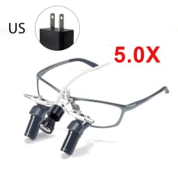 DEASIN Dental Ergo2 Loupes 45°Optical Corner Structure 4X 5X 6X Magnifying Glass with 5W LED Light Surgery Lens