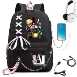 My Hero Academia Anime Print Student Backpack with Webbing Straps Girls School Bag Lightweight Casual Daypack