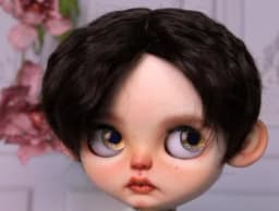 Blythes Doll Wig Fits Into the 1/6 Style Male European Style Curly Hair With Highlights Dark Brown Mixed Light Imitation Mohair
