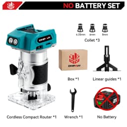 ONEVAN Brushless Electric Hand Trimmer 1600W 5 Speeds Cordless Wood Router Woodworking Engraving Slotting for 21V 18V Battery