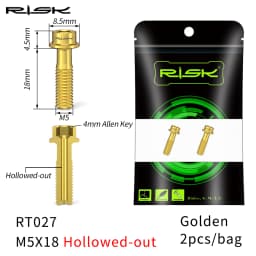 RISK 2PCS M5*18mm Bike Stem Handlebar Fixing Titanium Ti Bolts Fixed Screws Hollow Lightweight for MTB Bicycle Seat Post Clamp