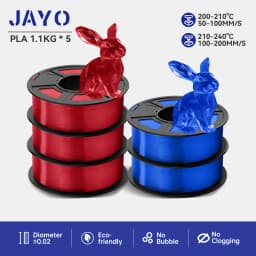 JAYO PLA Filaments 5 Rolls/ 3D Printer Filament 1.75mm FDM 3D Printer Materials Neatly Wound High Toughness for FDM 3D Printer