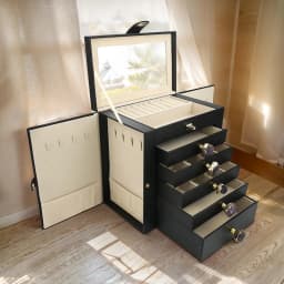New Large Capacity 6 Layers Jewelry Box with Mirror Leather Earrings Rings Necklaces Jewelry Storage Box Organzers 5 Drawer Gift