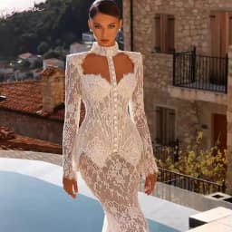 Customized Lace Full Sleeve Boho Bridal Ball Gowns Applique Mermaid Wedding Dresses Sexy Hollow Out Vestidos De Novia