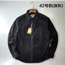 Autumn Winter New American Retro Long-Sleeve Lapel Corduroy Shirt Men's Fashion 100% Cotton Washed Single Pocket Casual Blouses