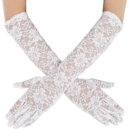40cm Black White Y2 Cosplay Gloves Sexy Elasticity Transparent Lace Mesh Gloves Summer Fashion Elegant Women Long Driving Gloves