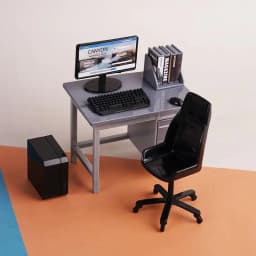 HOT! 1 Set 1/12 Dollhouse Miniature Computer Keyboard Desk Chair Kit Home Study Room Furniture Decor Micro Scene Props