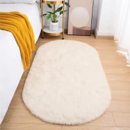 VIKAMA Long Plush Oval Area Rug Super Soft Fluffy Bedroom Bedside Rug Kids Room Nursery Dorm Floor Mat Home Decor