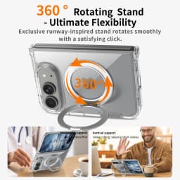 360° Magnetic Bracket Case For iPhone Duo For Magsafe Transparent Shockproof Hard Back Cover Funda