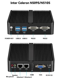 Intel Celeron J6412 Mini PC with Dual LAN 2xRS232/485 4xUSB 1xHDMI Support WiFi 4G LTE Linux Pfsense Computer Windows10 Ready