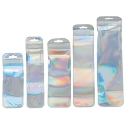 30pcs Long Laser Plastic Self Sealing Storage Bag Necklace Display Colorful Ziplock Pouch Zip Zipper Lock Bags Jewelry Packaging