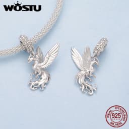 WOSTU 925 Sterling Silver Flying Dragon Charms Pendant Colorful Phoenix Beads Fit Original DIY Bracelet Wholesale