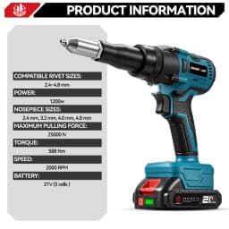 ONEVAN 25000N Brushless Electric Rivet Gun Cordless Rivet Nut Gun Drill Insert Automatic Riveting Tool For Makita 18V Battery Pin