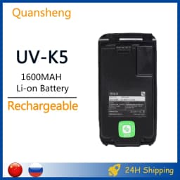 Quansheng UV-K5 Battery UV-K6 UV-K5(8) UV-K58 Walkie Talkie Original BPK5 Li-ion DC 7.2V 1600mAh Rechargeable Battery Belt Clip