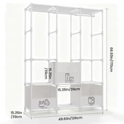 67" Freestanding Wardrobe Closet Dustproof Hanging Rods & Drawers Multi-layer Tall Heavy Duty Large Capacity Storage Rack Organizer Tool-Free Assembly for Bedroom Dorm Apartment