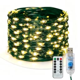 USB Powered LED Green Copper Wire String Lights 8 Modes Fairy Garland Light Holiday Decor Light for Christmas Tree Party Wedding