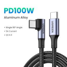 UGREEN 90° Right-Angle USB C to USB C Cable PD100W for iPhone 17 16 Samsung S25 Xiaomi 5A Fast Charging QC4.0 Type C Gaming Cord