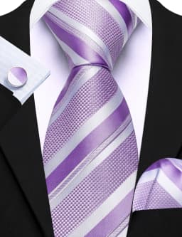 Fashion Diagonal Striped Tie Set for Men Formal Party Business Wedding Necktie Handkerchief Cufflinks 3PCS Suit Accessories