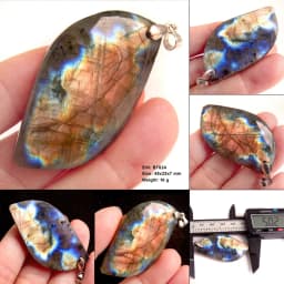 Stone Craft Natural Labradorite Raw Stone Polishing Geometric Shape Crystal Labradorite Pendent Exquisite Natural Training Stone
