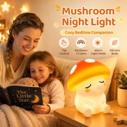 Mushroom Night Light Tap Control Color Changing Silicone Bedside Lamp Rechargeable Cute Nursery Lamp For Birthday Gifts