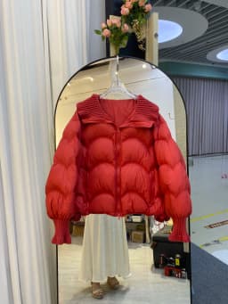 Winter Puff Knitted Splicing Down Jacket Women White Duck Down Big Lapel Outwears Female Fluffy Warm Thick Parker Bread Jacket