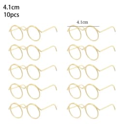 5Pcs Retro Black Metal Lensless Round Eyeglasses Doll Glasses Frame For Bjd Fashion Plush Toy Glasses Dolls Accessories Kids Toy