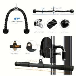Cable Machine Attachment, Row Double D Handles, Tricep Rope, Straight Tricep Bar, V Bar, LAT Pulldown Gym Accessories