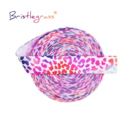 BRISTLEGRASS 2 5 10 Yard 5/8" 15mm Lace Crown Leopard Animal Print Fold Over Elastics FOE Spandex Band Tape Hair Tie Sewing Trim