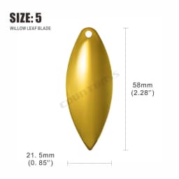 COUNTBASS 50pcs Gold Plated Steel Willow Spinner Blades 1-6 Size Range Smooth Finish DIY Spinner Bait Fishing Lures