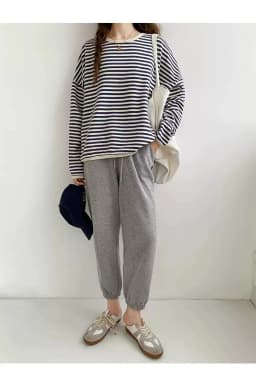 2023 spring and autumn new Korean version casual lazy style pullover striped sweater women's loose top coat