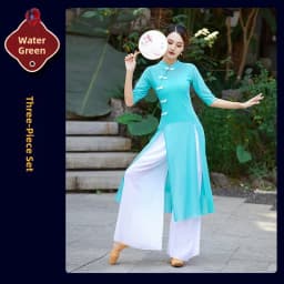 Red National Dance Costume Mesh Outfit Performance Practice Uniform White Net Shirt Square Dancing Traditional Costume Women