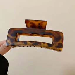 Leopard Print Large Square Hollowed Acrylic Crab Hair Clip Back Head Updo Temperament Simple Shark Clip New Vintage Accessories