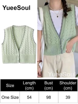 Green Knit Vest Printed Sleeveless Pullover Oversized Women Sweater Vest 2026 New Y2K Vintage Knitwear Women's Autumn Clothing