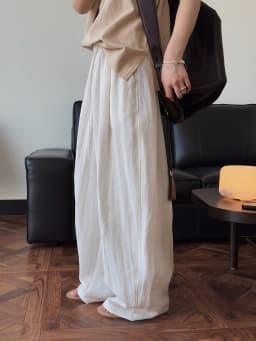 Spring and summer women's casual solid color high waist loose wide leg pants