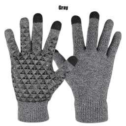 Thickened Velvet 3 Finger Touch Screen Gloves For Women and Men Silicone Palm For Anti Slip Winter Knitted Warm Cotton Gloves
