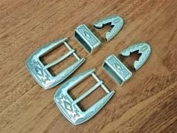 American Western Cowboy Antique Silver Three-Piece Set High-End Belt Buckle 30mm Unisex Waist Belt Buckle Punch Needle Buckle