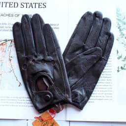 Women's Single-Layer Unlined Thin Driving Leather Gloves Hollow Style Outdoor Cycling Driver Gloves Free Shipping