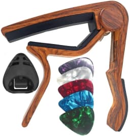 7pcs Guitar Capo for Acoustic And Electric Guitars With 5 Picks for Free And 1 Holder,Black; Silver