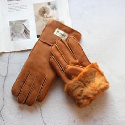 Women's Thickened Winter Sheepskin Fur Gloves Windproof Warm Outdoor Motorcycle Riding Color Leather Finger Gloves