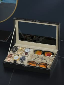 High-End PU Leather Glasses Case Large-Capacity for Men Women Sunglasses Myopia Glasses Jewelry Display Box