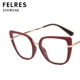 Cat Eye Anti Blue Light Myopia Glasses Classical Optical Glasses Women Metal Temple Customized Brand Design Prescription Glasses