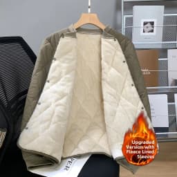Men's Thickened Fleece Lined Stand Collar Cotton Jacket Inner Wear Short Coat Warm Youth Style School Uniform Essential